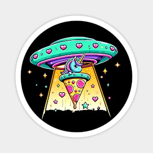 Funny Pizza Unicorn Ufo Magnet